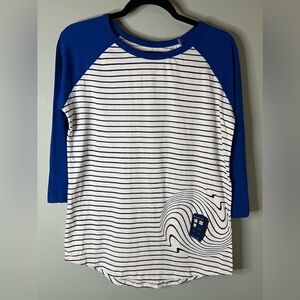 Ripple Junction Blue & White Striped Raglan Tee with TARDIS Print